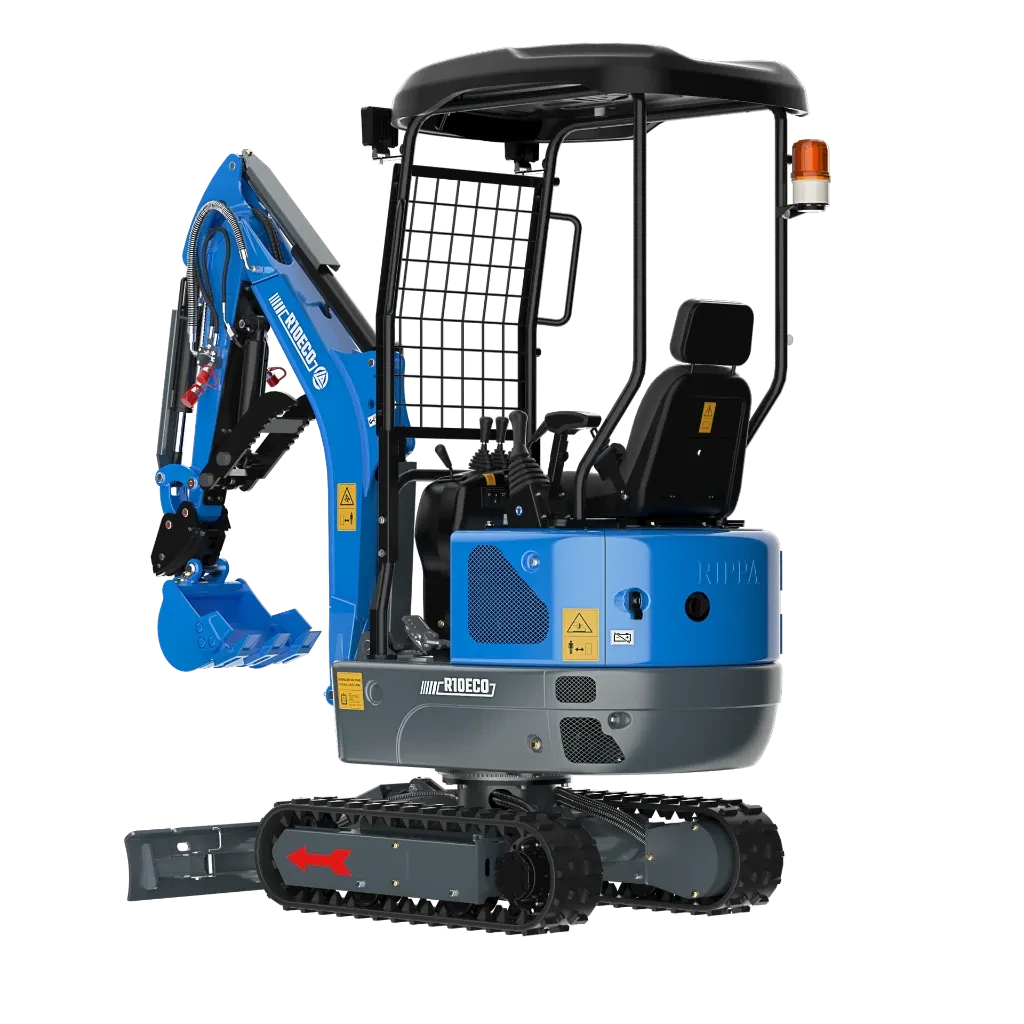 Mini-pelle Rippa R10 ECO vue de trois quarts arrière
