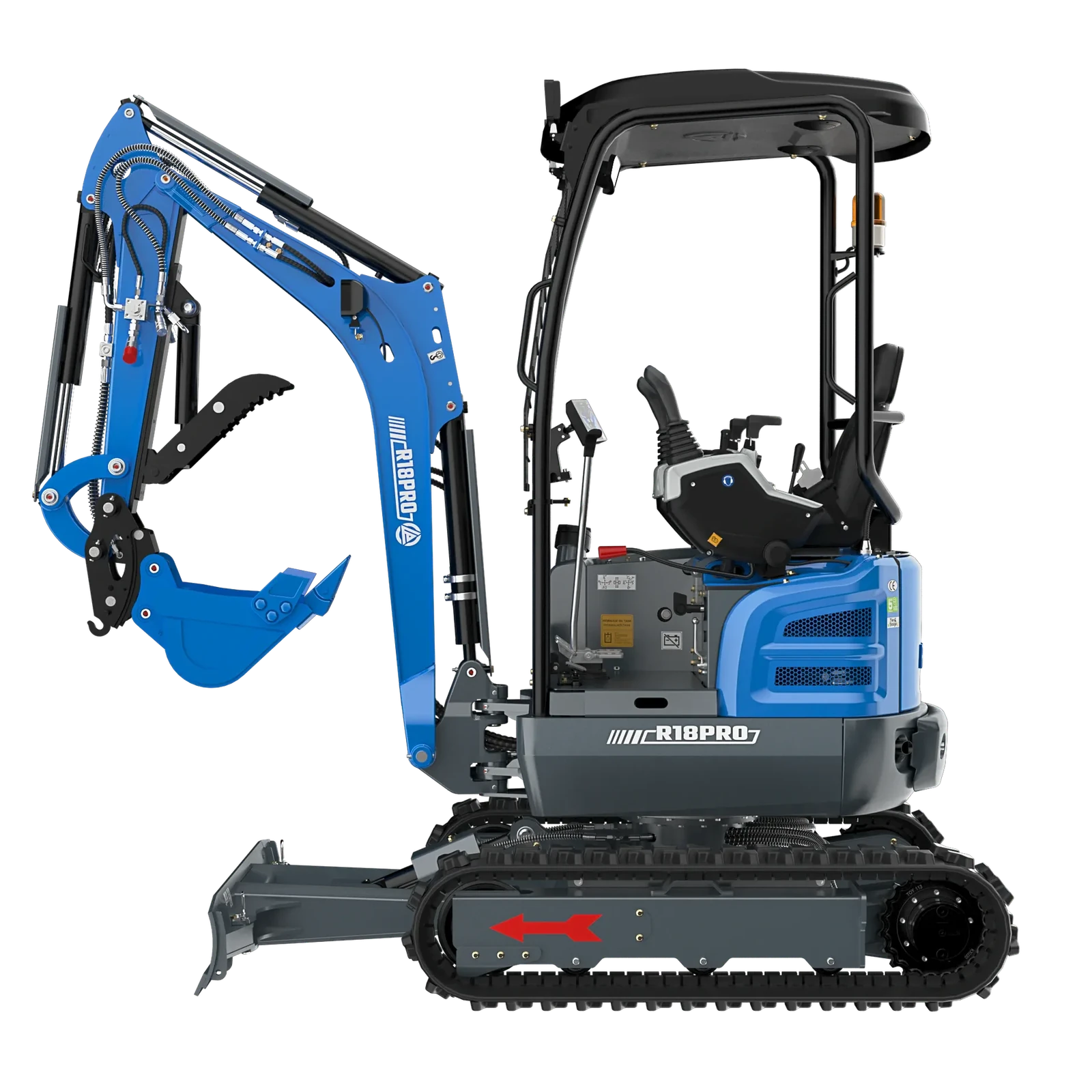 Mini-pelle Rippa R18 PRO vue de profil