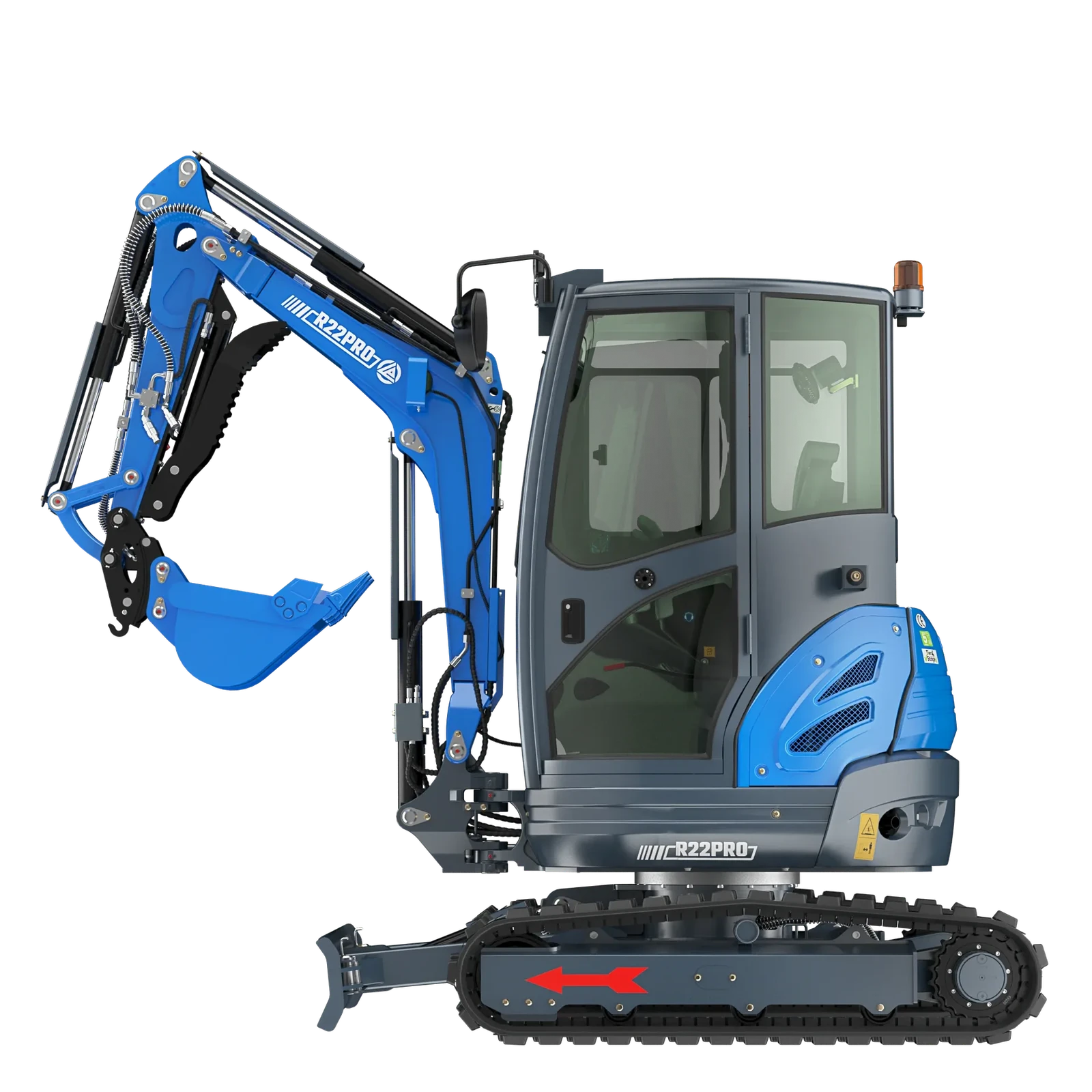 Mini-pelle Rippa R22 PRO avec cabine vue de profil